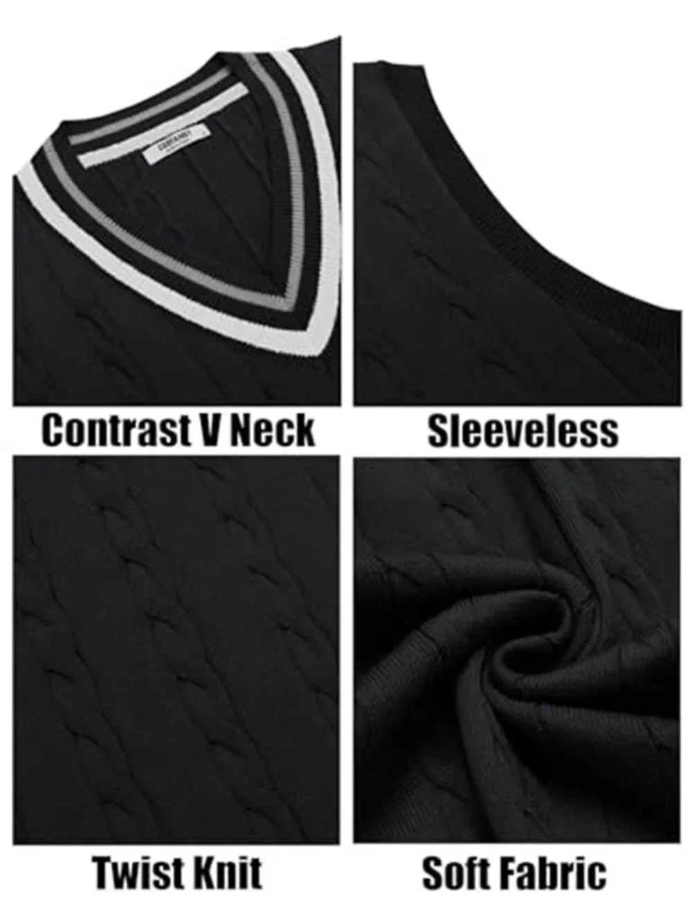 Men's Sweater Vest V Neck Casual Sleeveless Knit Pullover Sweater